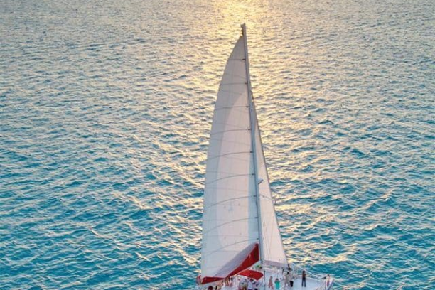 a small boat in a large body of water