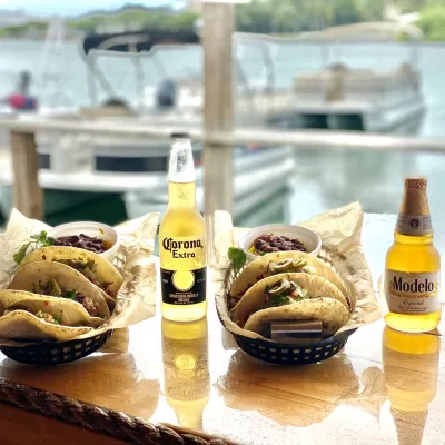 a bottle of wine sitting on top of a picnic table